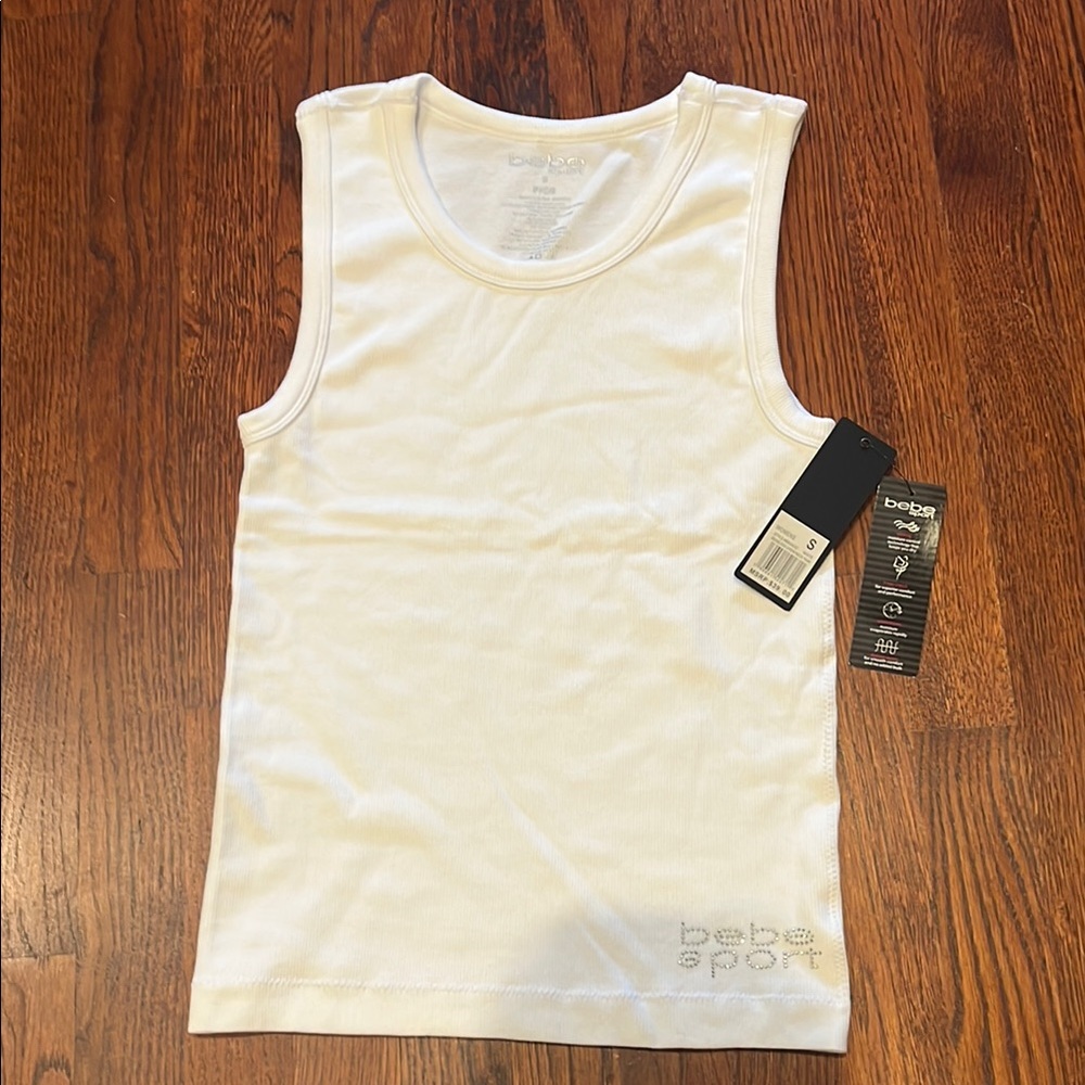 Bebe Sport Seamless White Crewneck Tank